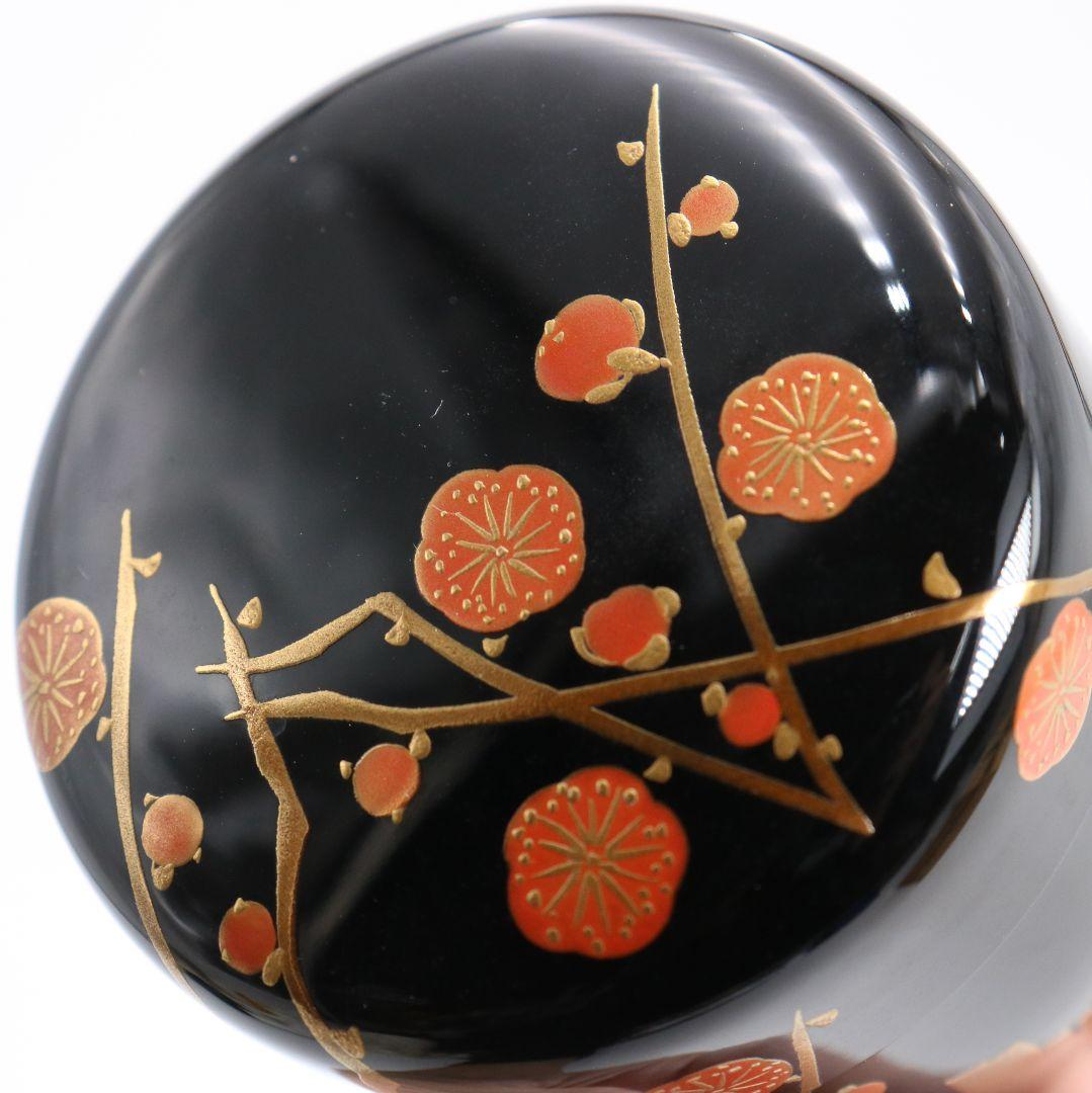 桜井一良作 梅文 利休形中棗 茶道具 共箱共布 V878 N6