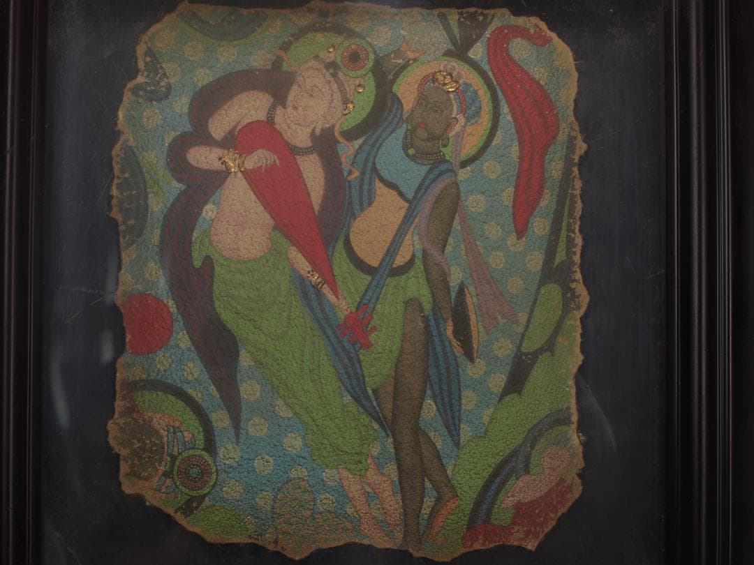 中国唐時代敦煌莫高窟壁画 彩絵人物像 発掘品 AK1829A8-4