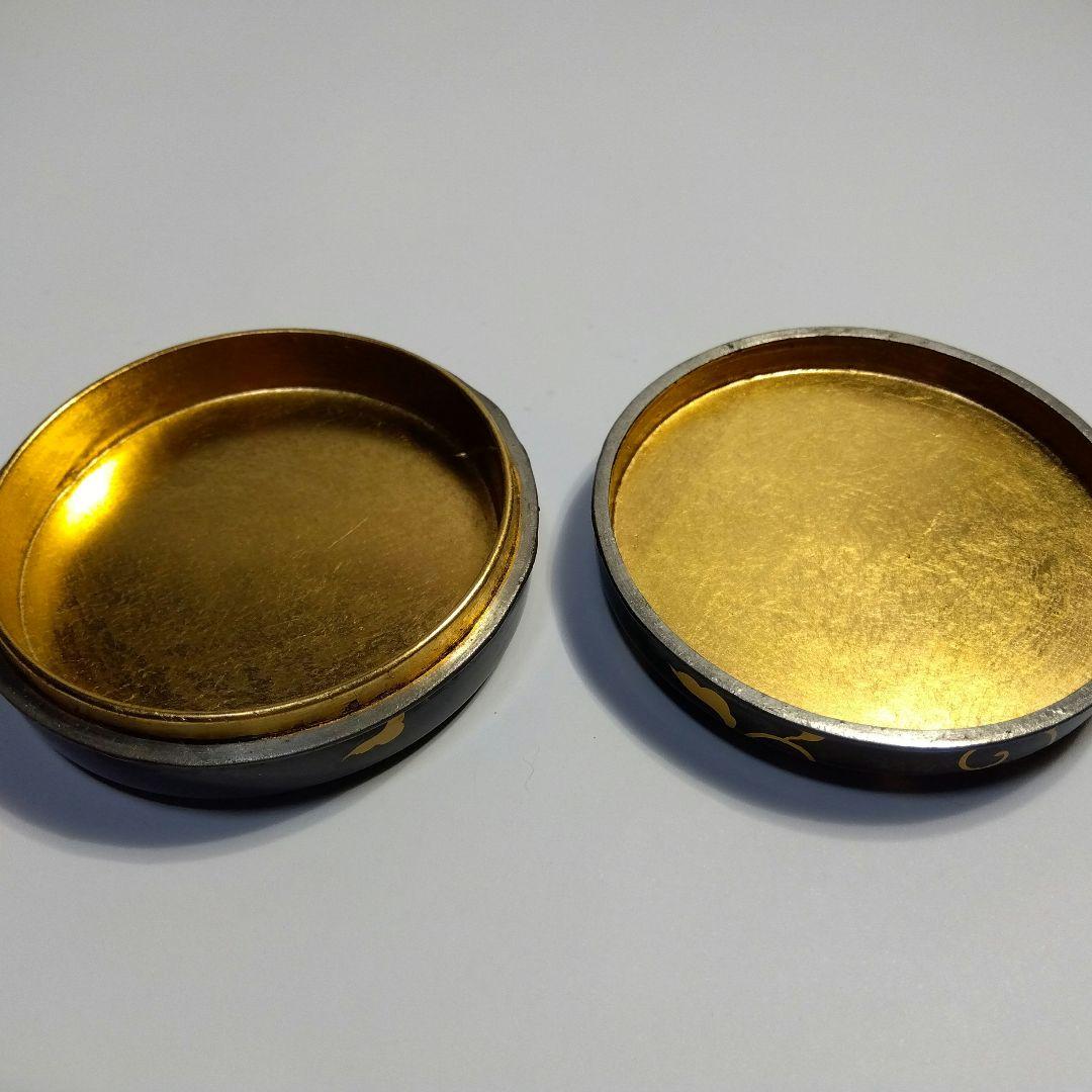 京都 蒔絵 香合 共箱 漆器 天然木 内金泊 合わせ銀輪造り
