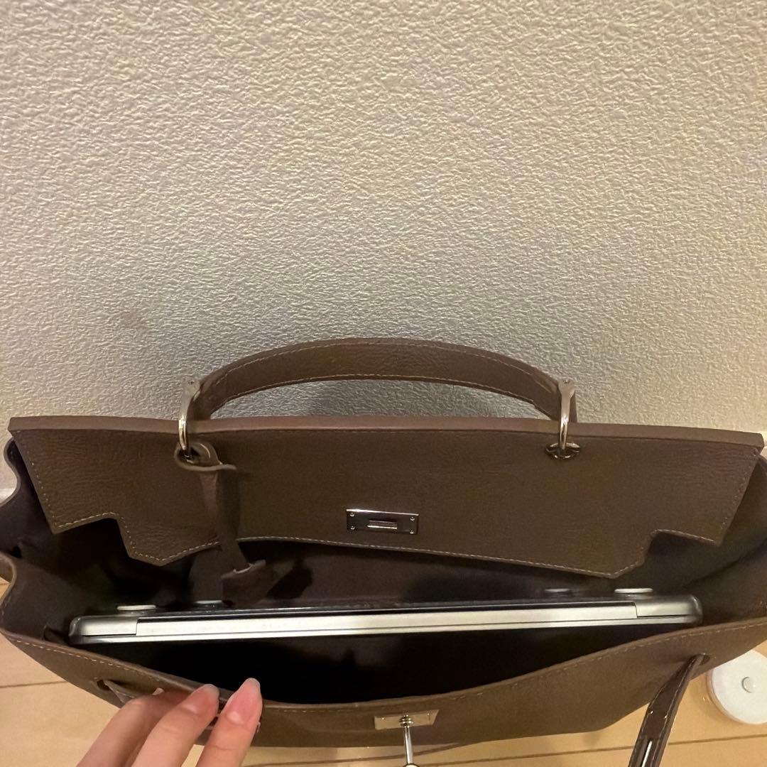 バッグ JISTORY square belt handle bag taupe L