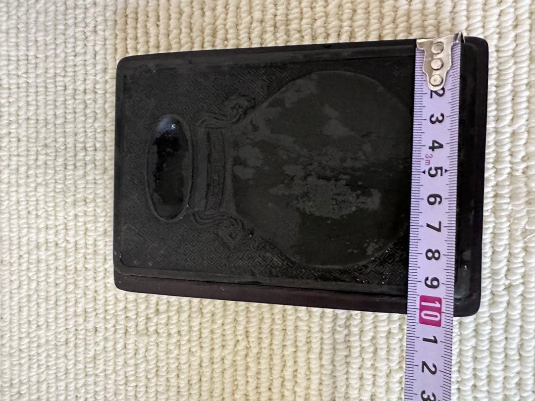 硯中国硯唐木ケース金星水波紋書道文房具古美術花瓶形