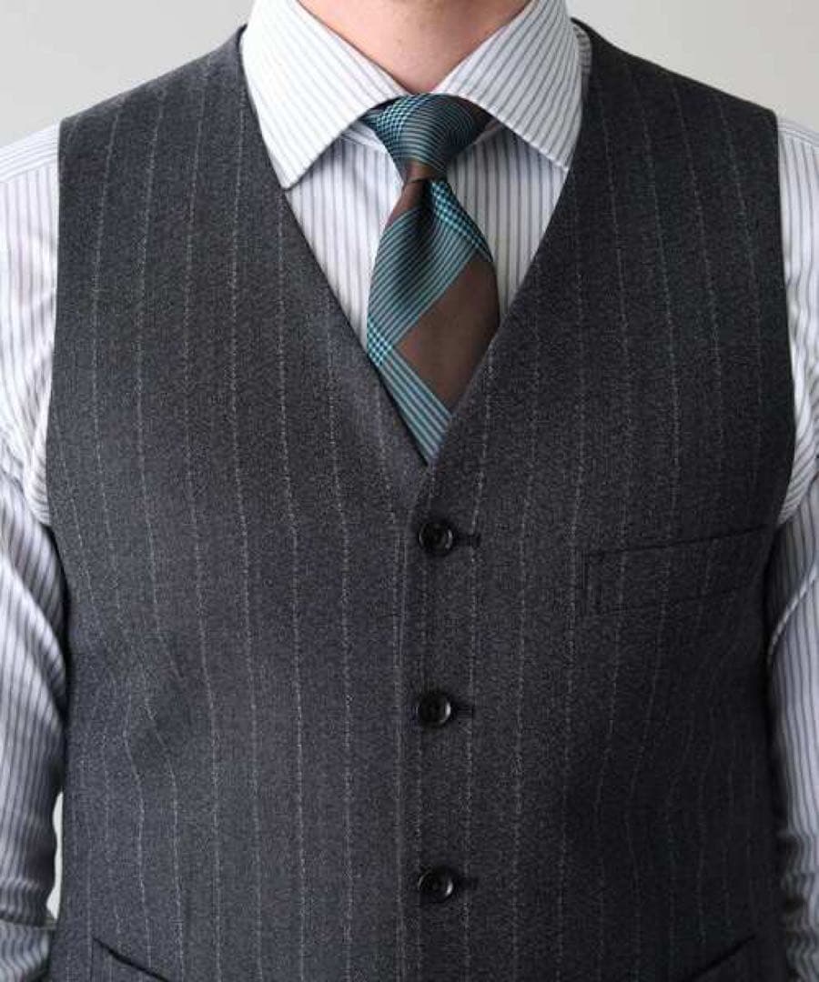 TAKEO KIKUCHI Made in JAPANチョークストライプベスト 着物 ベストメンズ