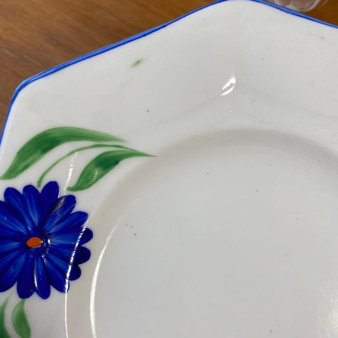 メルバ ブルーフラワー フラワーハンドル カップ ソーサー プレート トリオ