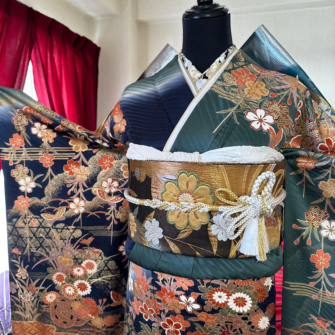 振袖フルセット 豪華絢爛からし振袖フルセット豪華絢爛からし