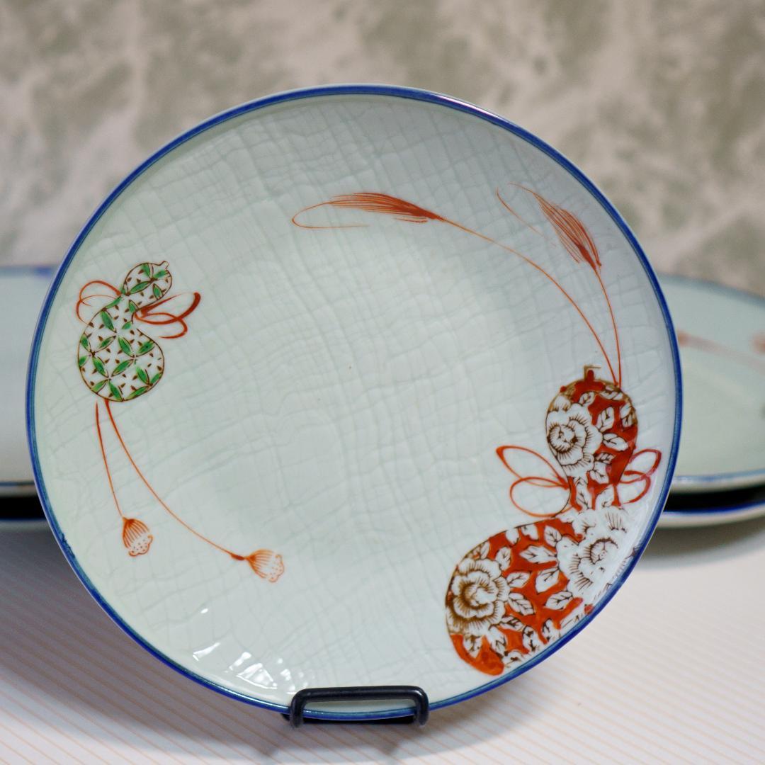 伊万里焼 明治～昭和 7寸皿 瓢箪と蝶結び 吉祥紋様 5枚 - メルカリ