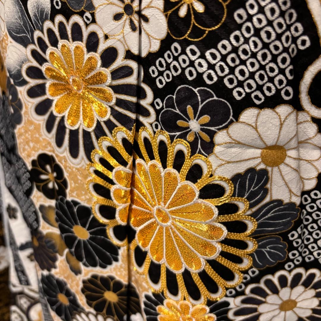 振袖のみ 新品、未使用✨ 未仕立て 黒地 地紋 金駒刺繍 逸品 振袖