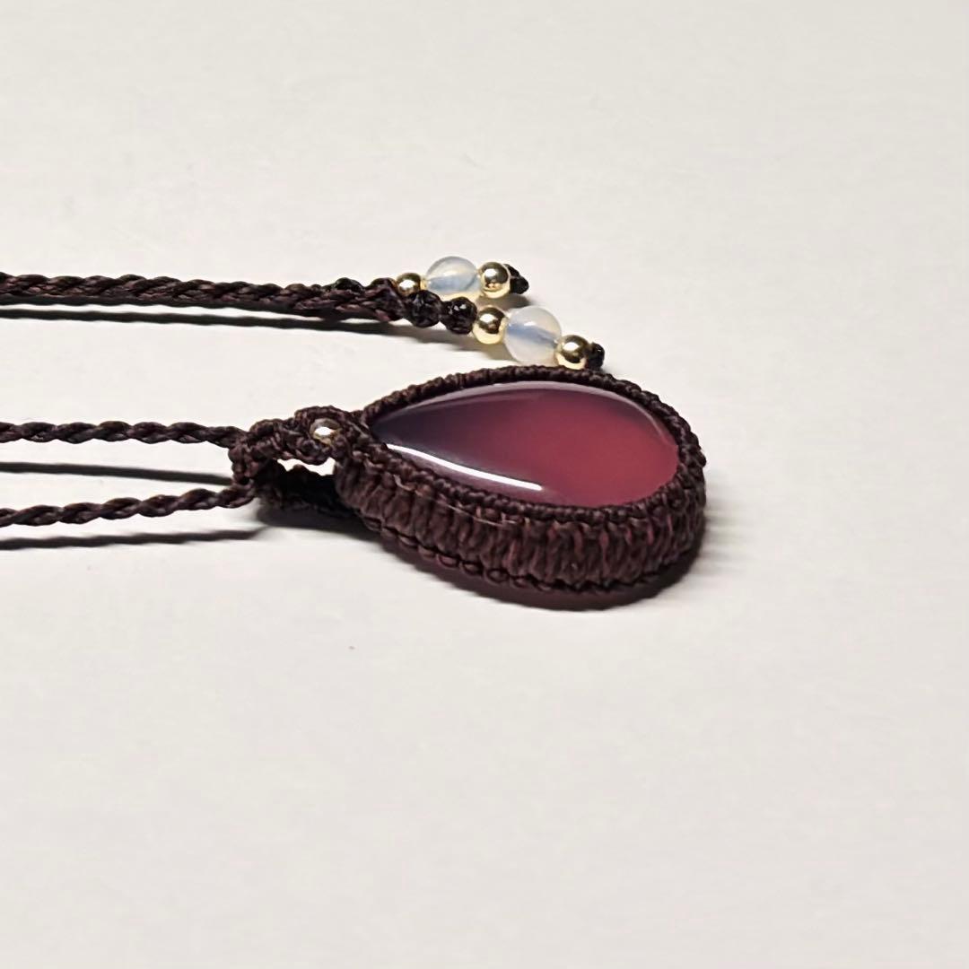 2257 ⑥♡瑪瑙&オパライト天然石♡マクラメネックレス ペンダント