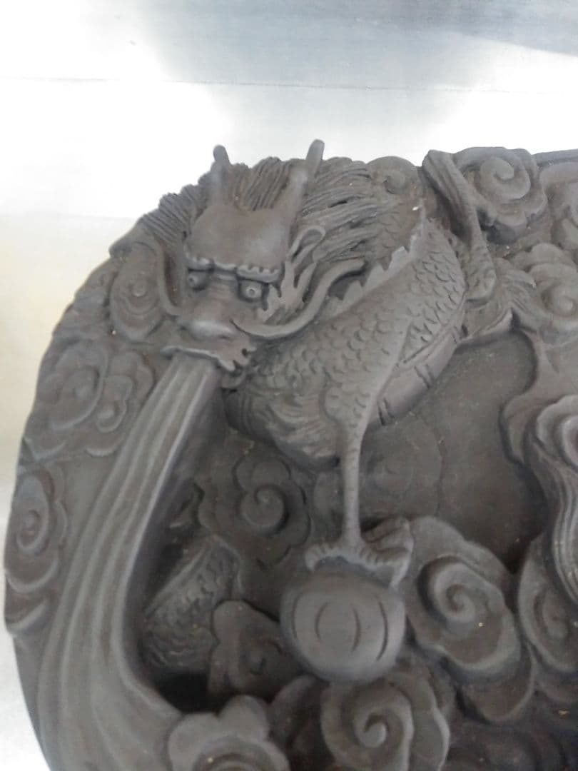 値下げ∕特大甲骨文字彫細工　硯(すずり)