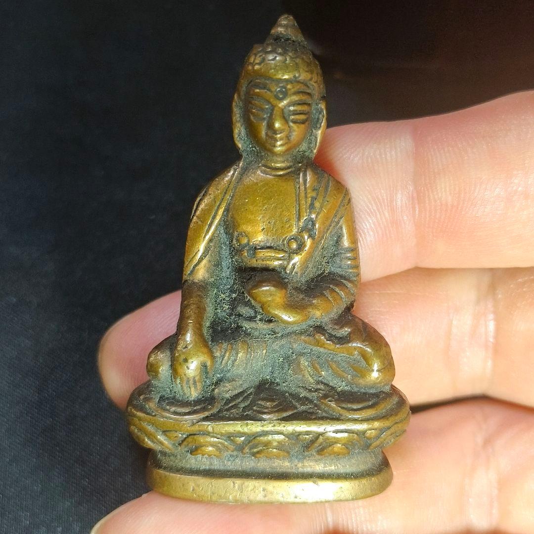 中国古美術 古銅薬師仏 漆厨子付 チベット密教 仏教美術 清朝骨董 寺院流出