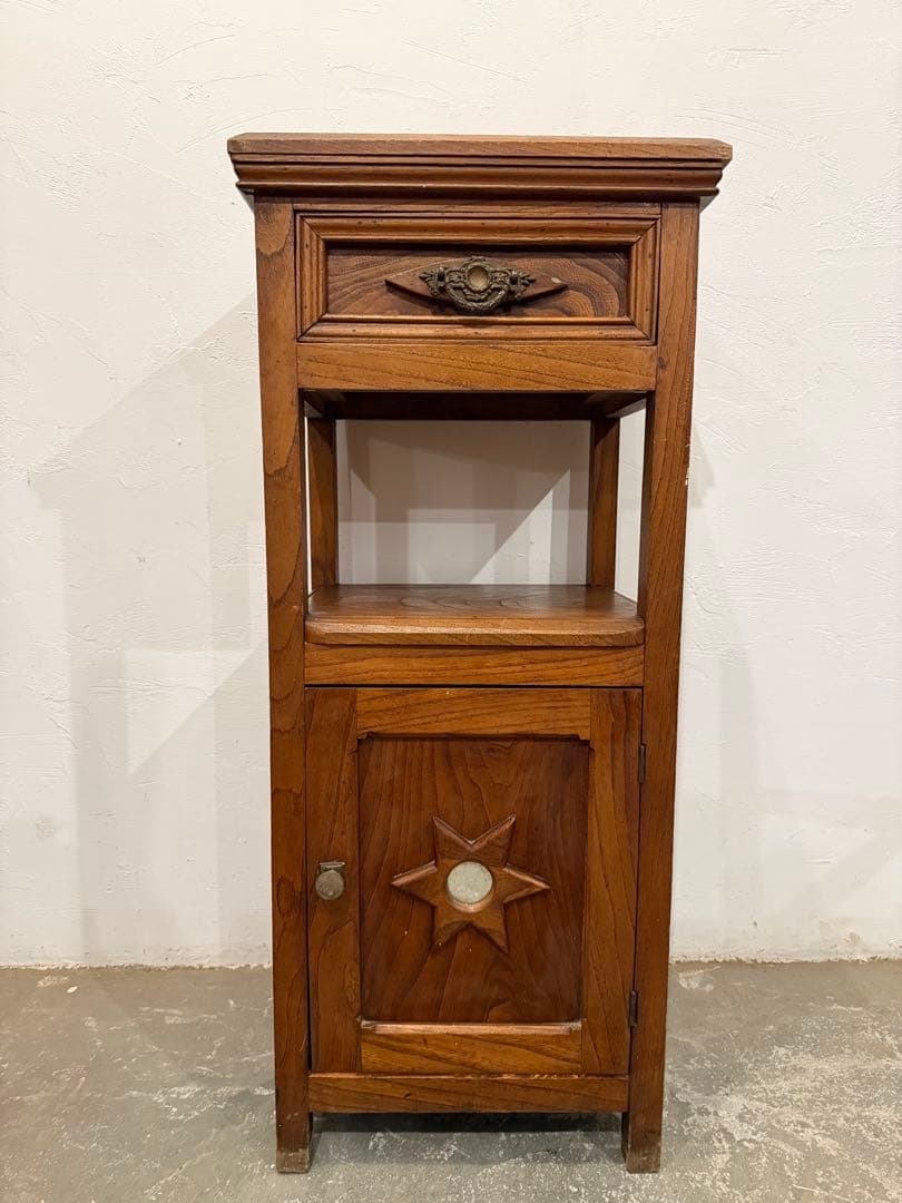 ヴィンテージ 木製サイドテーブル ベッドサイドテーブル フランス