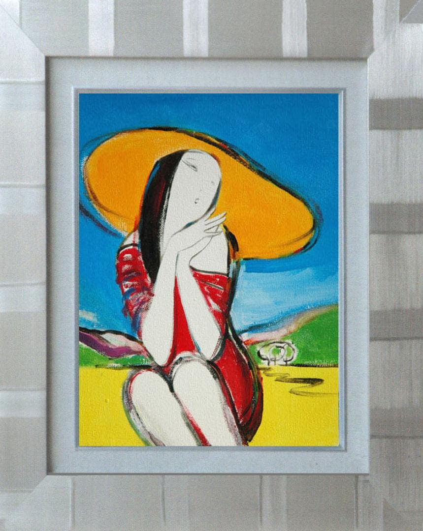 油絵 菅家令子 絵 絵画インテリア 額付 (黒) F3-010511 人物 女性