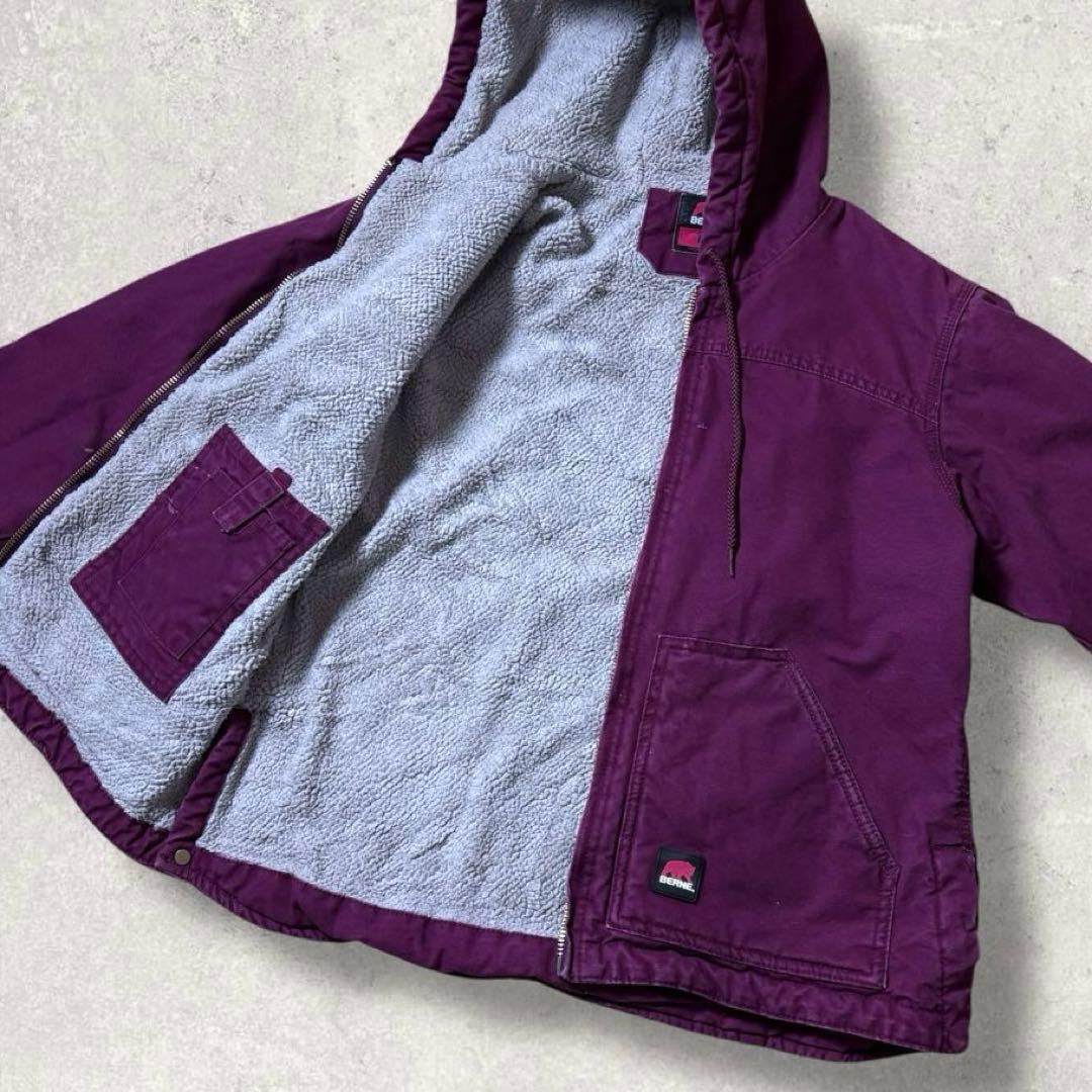 ぽ古着ダックパーカーアクティブジャケット短丈90s裏ボアジップフーディース