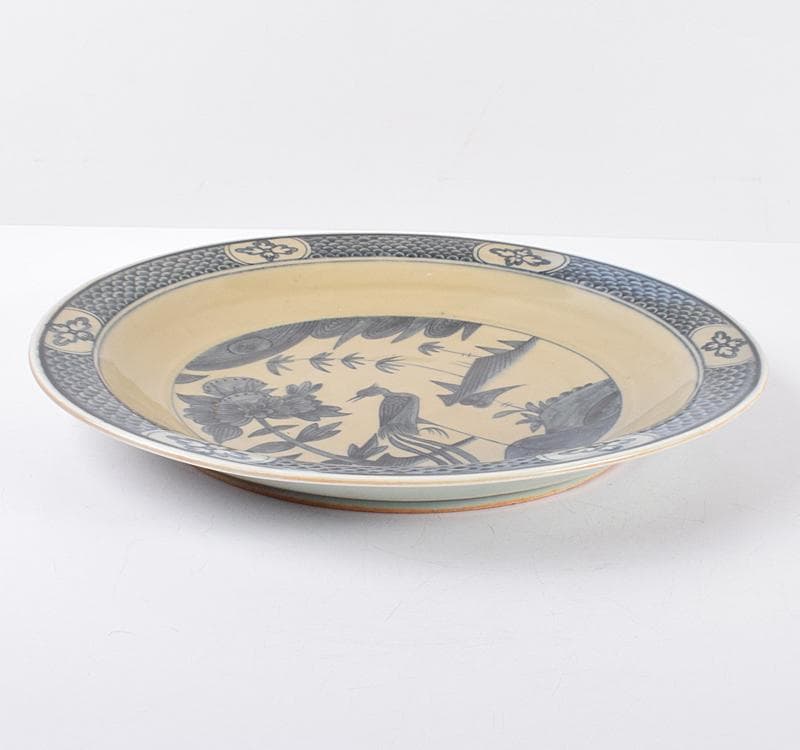 中国　青花　鳥花文　大皿　飾皿　C 3542C