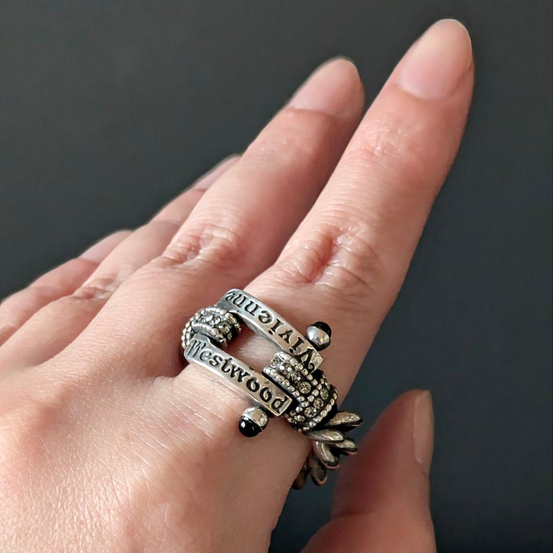 vivienne westwood オニキス ロゴ チェーンリング SV925