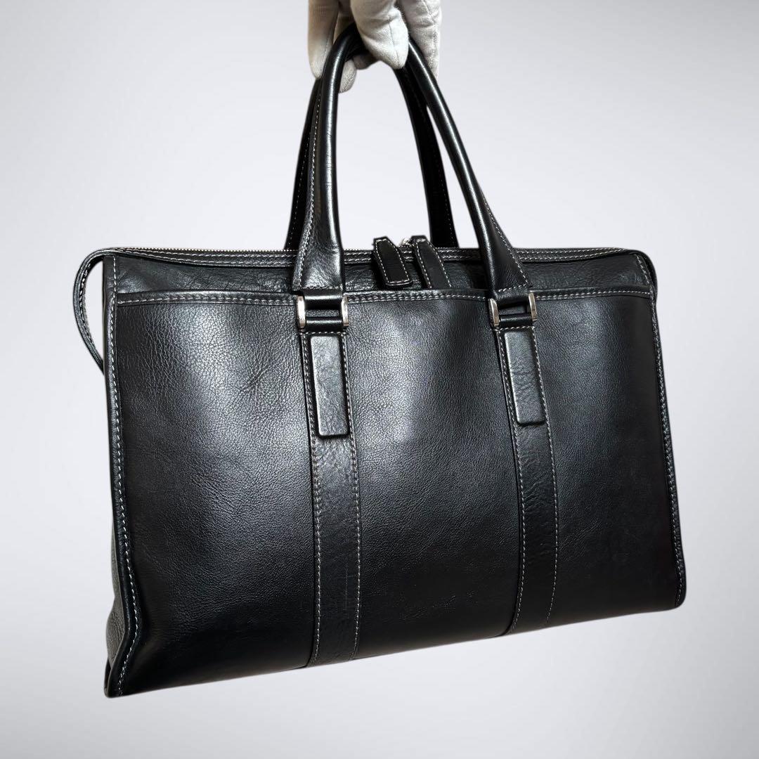 【美品・防水】土屋鞄 プロータ スクエアブリーフケース A4可 ブラック