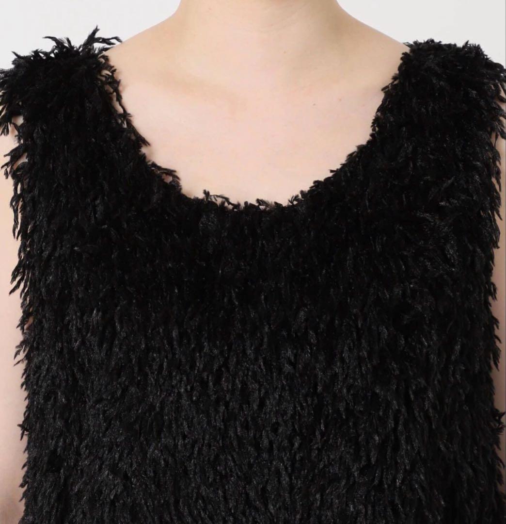 なな大人気商品！ノーブル　フェザーヤーンタンクトッププルオーバー　ブラック