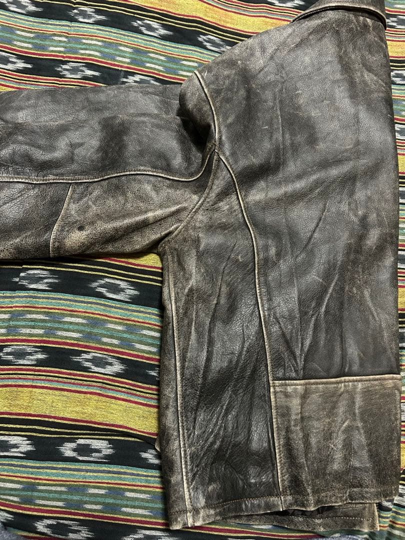 値下ルート66 ヴィンテージレザー ジャケット ジョニーデップ風