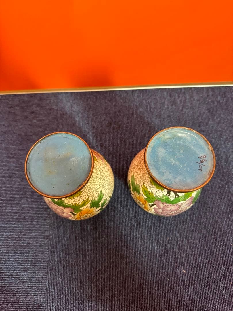 1850 七宝焼 景泰藍 花瓶2客