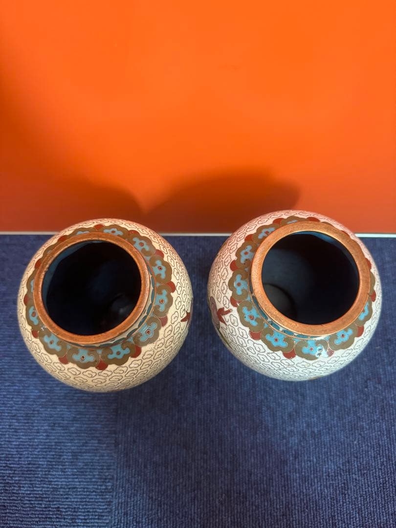 1850 七宝焼 景泰藍 花瓶2客