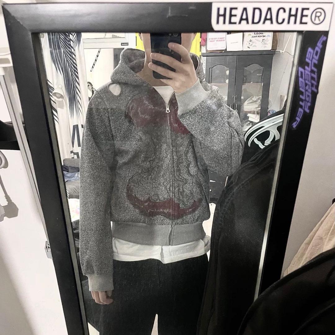 CONP 短丈リンゴパーカーフーディー Boxyfit ダメージ加工