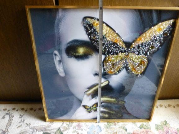 ★美女 ポスター 蝶 立体 デコレーション タペストリ アート 金属 フレーム★