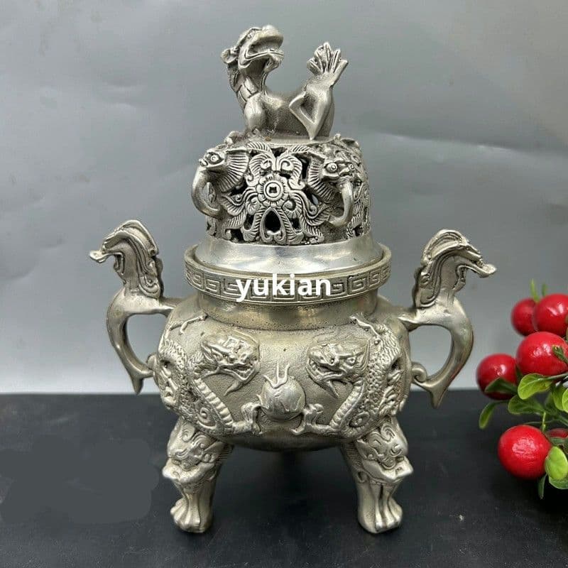 二龍戯珠香炉 家具 置件 銅器 香道具 装飾品 工芸品 美術品 二龍戯珠香炉 家具 置件 銅器 香道具 装飾品 工芸品 美術品 二龍戯珠