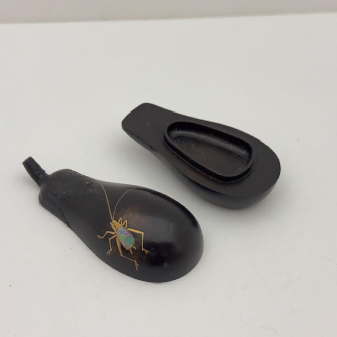 茶道具 中村孝也 鈴虫蒔絵 茄子香合 共箱 茶道