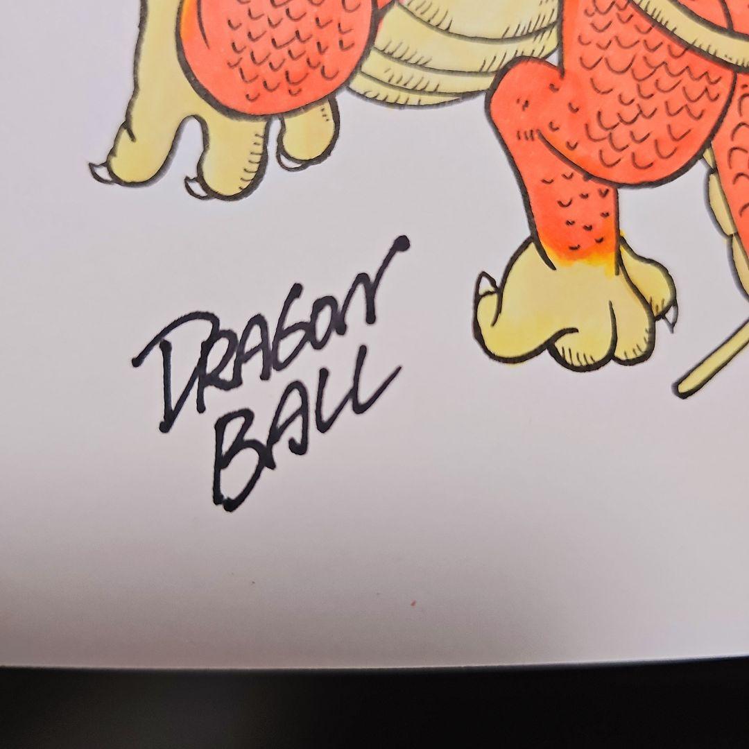 ドラゴンボール 孫悟空&神龍 カラーイラスト 直筆サイン色紙