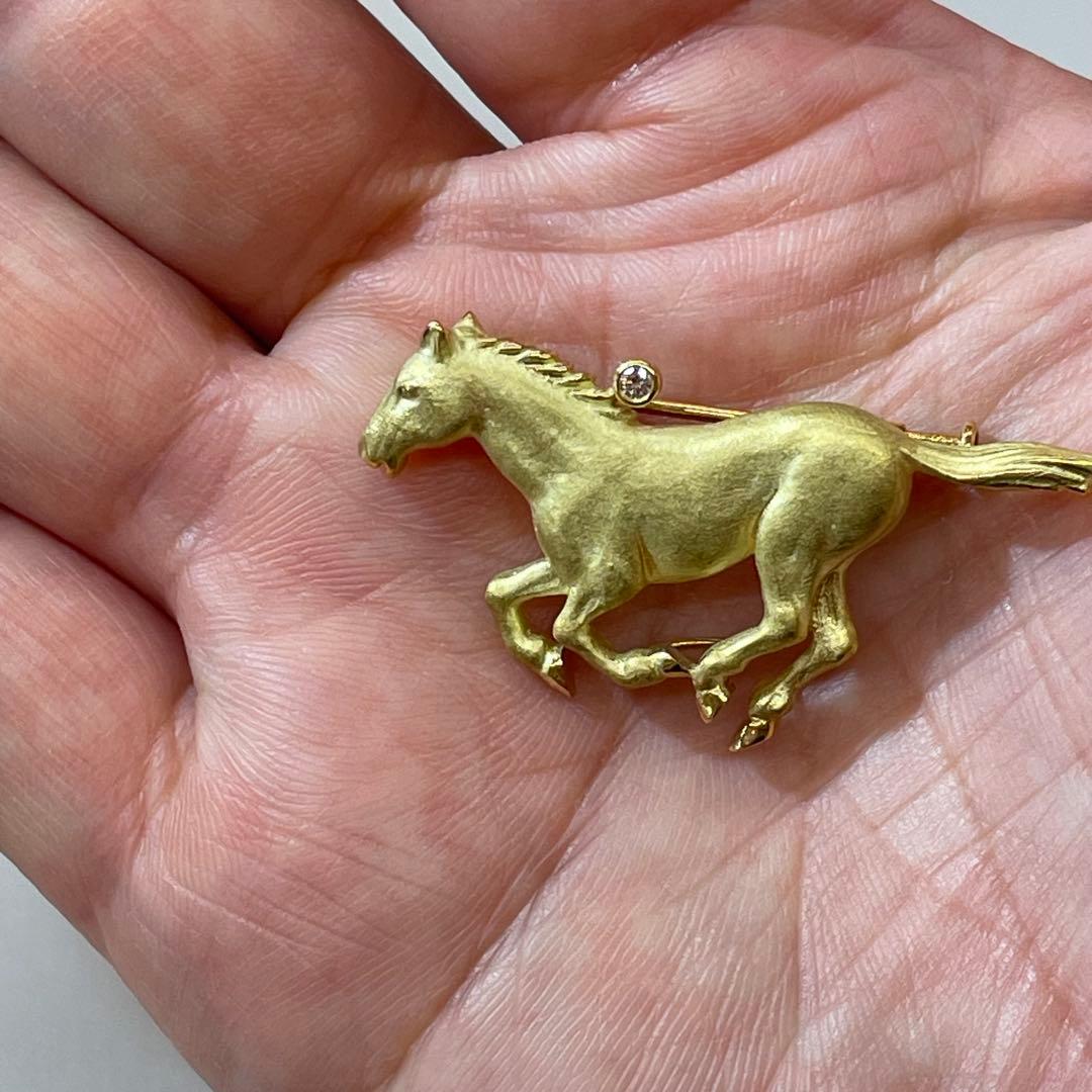 K18 馬 ブローチ ダイヤモンド入り - メルカリ
