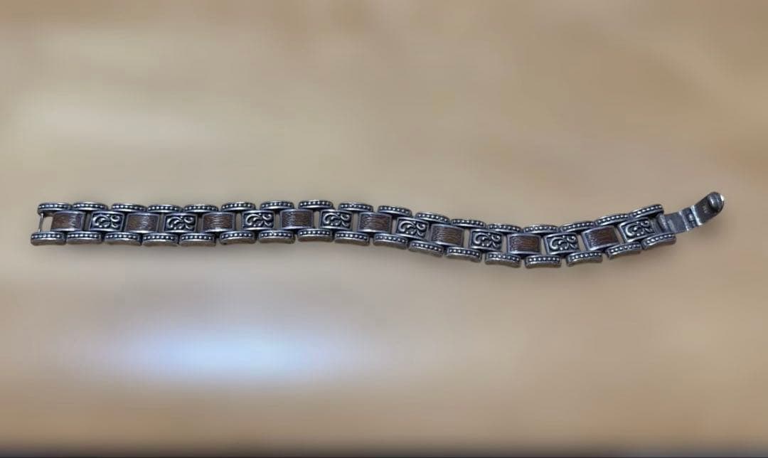 シルバー チェーンリンク ブレスレット 内径約5.5cm 925刻印あり