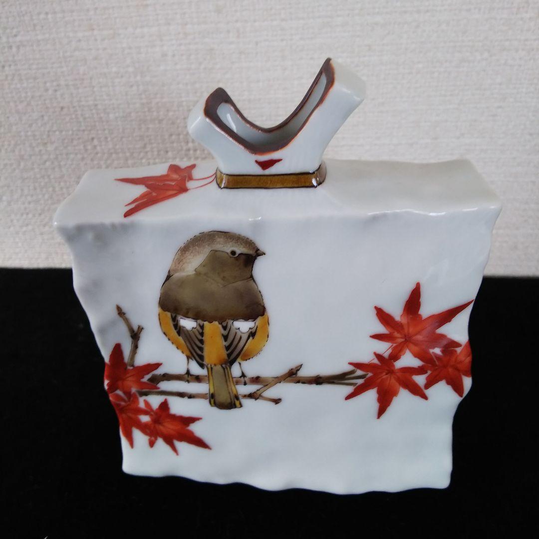 九谷焼 山田義明 小壷 紅葉に尉鶲