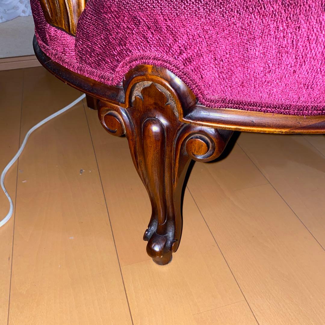 イタリア製ロココアンティークワインレッドのクラシック椅子濃いピンク