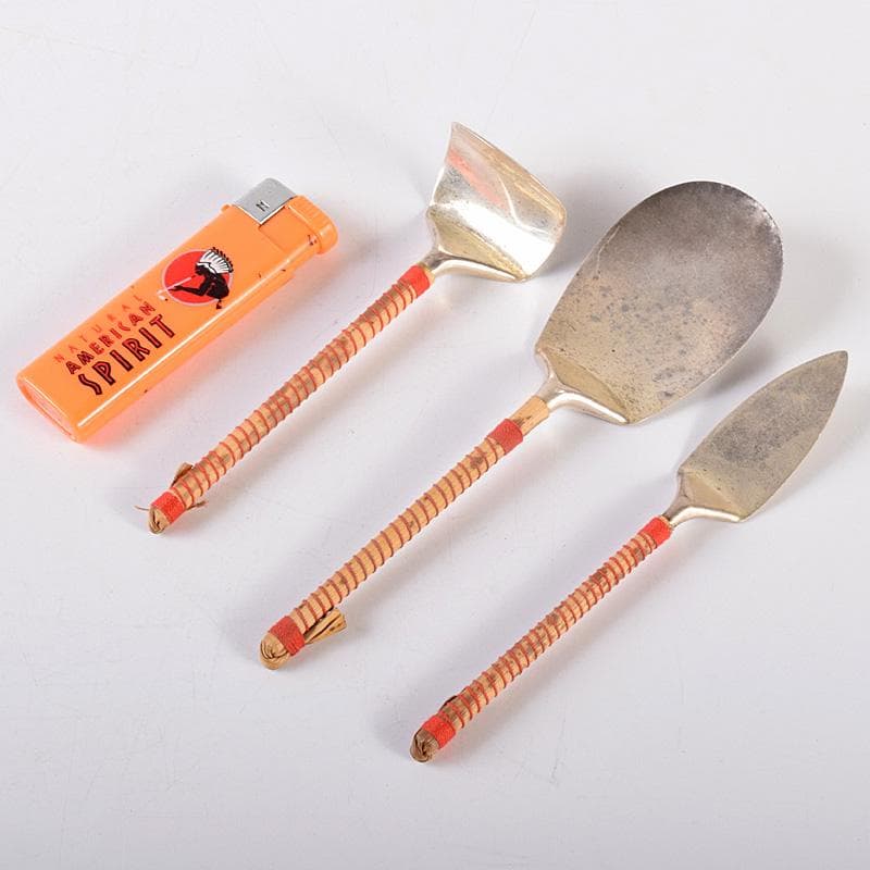 茶道具 金工師 木村清五郎造 南鐐 灰匙 三本組 約63g 共箱