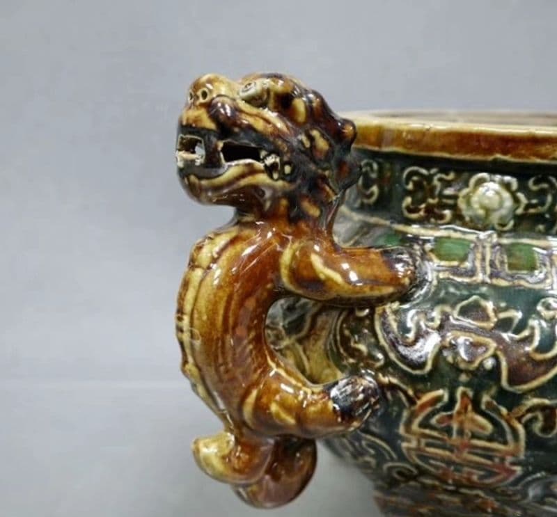 パステル福寿図紋磁器香炉 香道具 景徳鎮 工芸品 美術品 置物