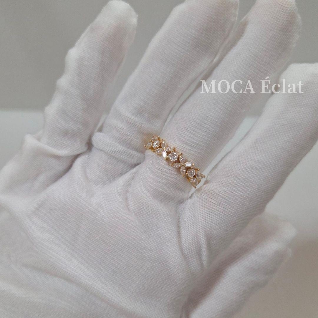 モアサナイト フラワーハーフエタニティリング｜GTC鑑別書付き《約14号》