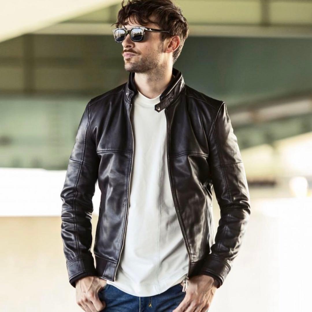 AKM レザージャケット ライダースジャケット 黒