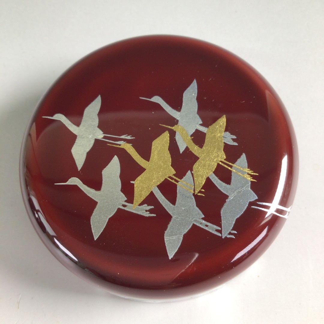 R239 棗 『山中塗』『工房 冴』『溜塗』『群鶴蒔絵』『中棗』 共箱