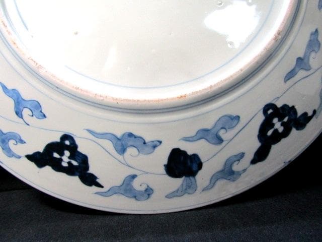 古伊万里大皿　金彩色絵　櫻花尽　見込花篭 鷺　冨貴長春 径46cm 江戸後期