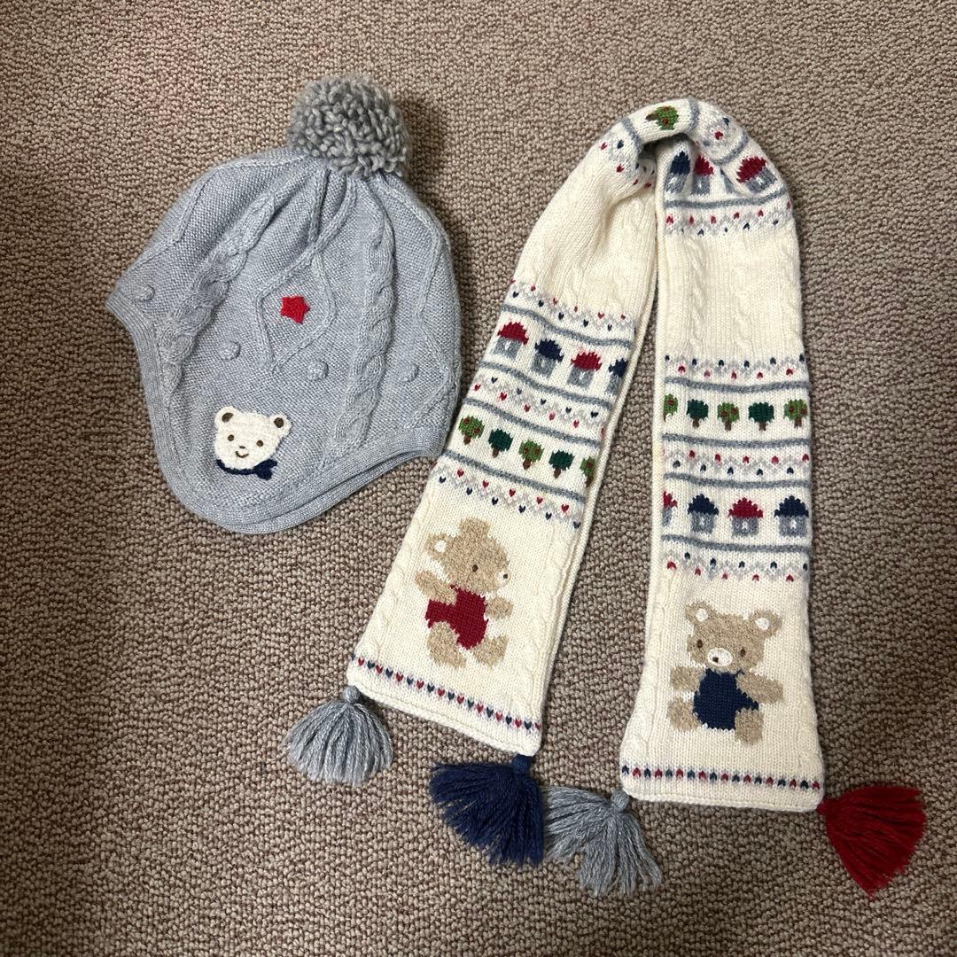 2点セットfamiliarファミリア ニット帽＆マフラー ファミくんリアくん