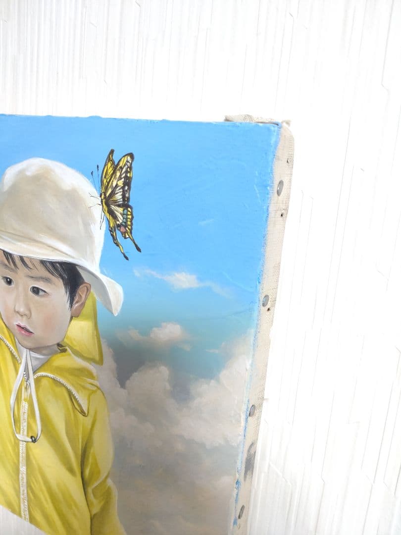 油絵【観て育つ】1点物の原画/F4号サイズ/人物画/油彩画◆者サイン入り