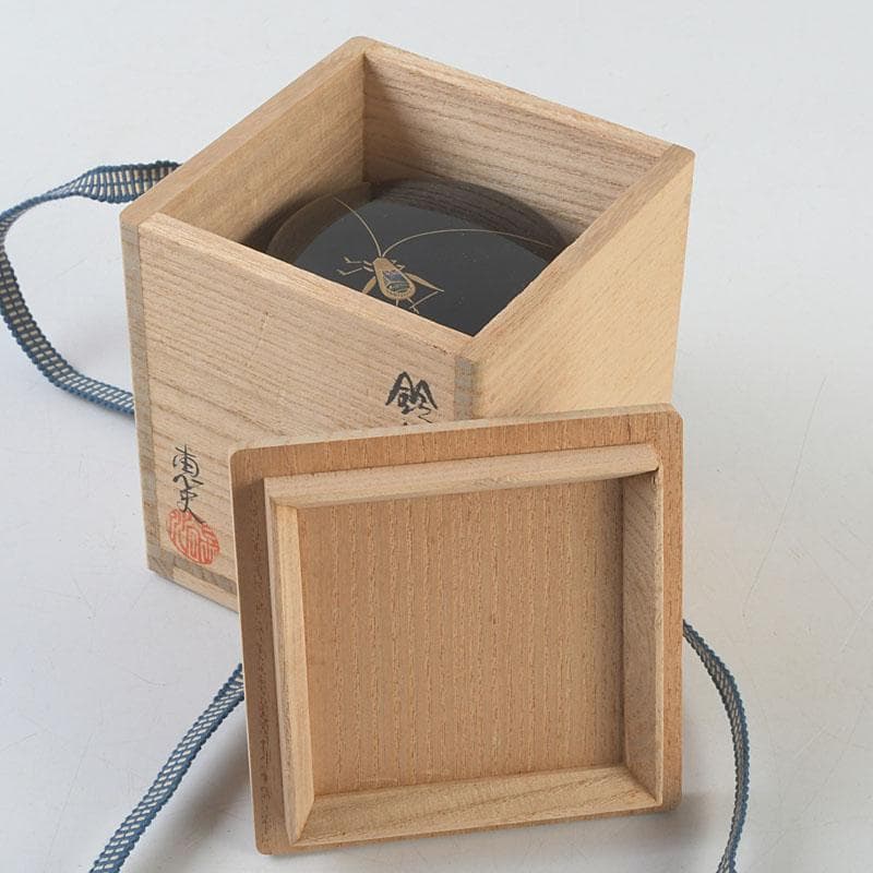 茶道具 長谷川恵史作 螺鈿装飾 鈴虫蒔絵 棗 共箱 V 9349