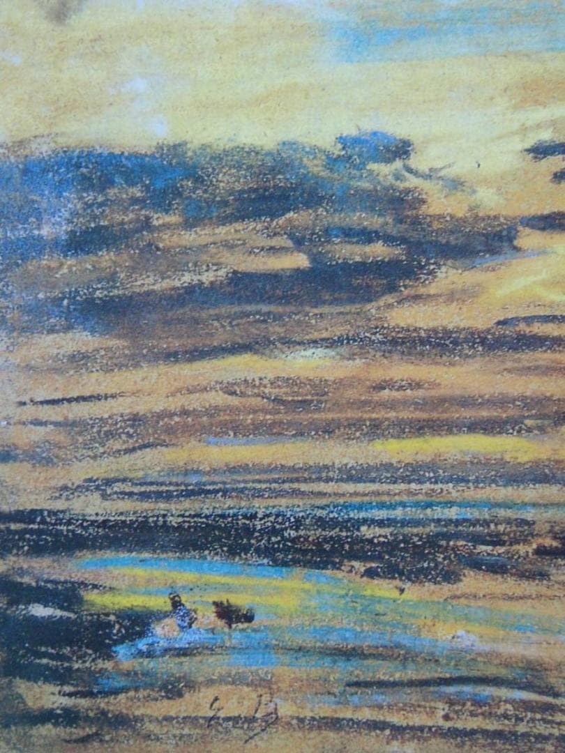 ウジェーヌ・ブータン、海辺の日没、希少な画集より、新品高級額