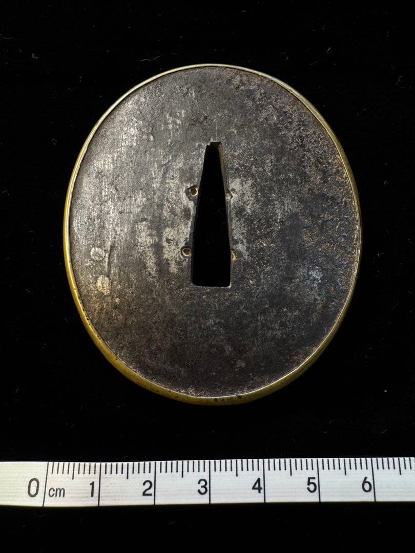 無銘 真鍮覆輪鐔 素文図 鍔 拵 日本刀 刀装具 骨董 古美術 江戸時代