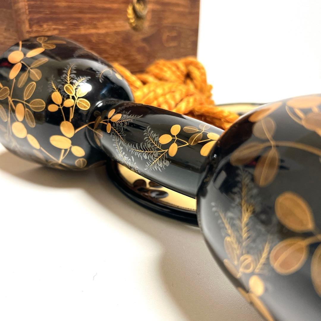 良品】鼓 蒔絵 小鼓 胴 和楽器 漆塗り 伝統芸能 能 歌舞伎 金彩