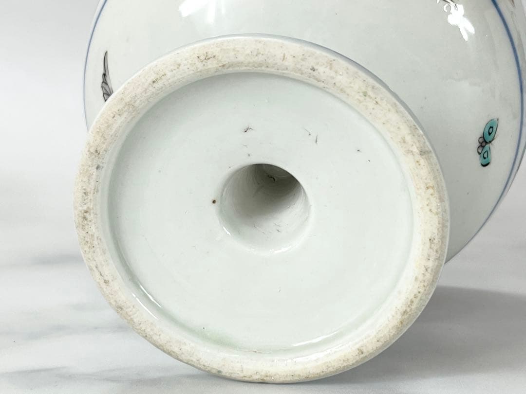 古伊万里 色絵高台鉢 高さ13cm e1315 古伊万里 色絵 鉢 うさぎ 兎 二