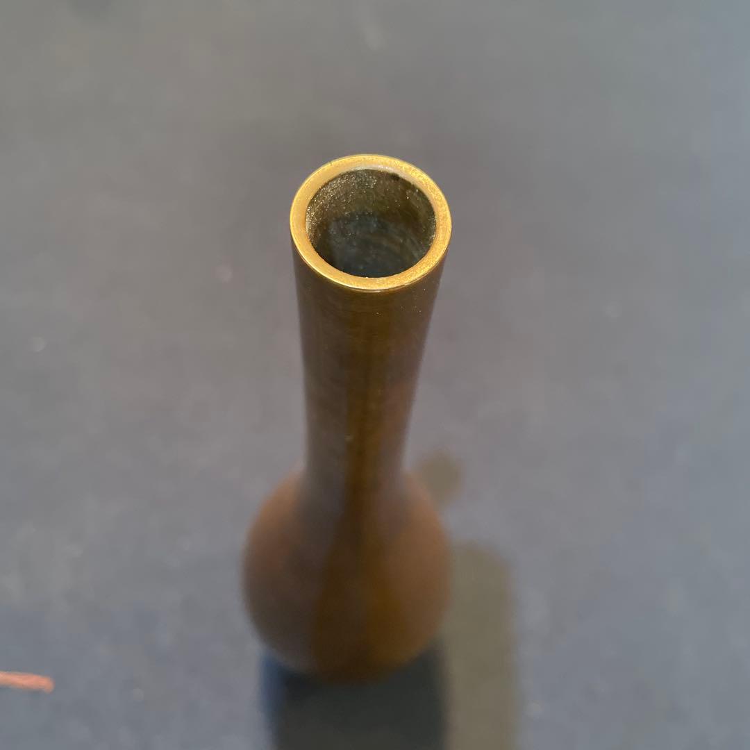 茶道具 華道具【八島 望舟】(造)の『鋳銅 花挿』共箱※美品 花器 花入