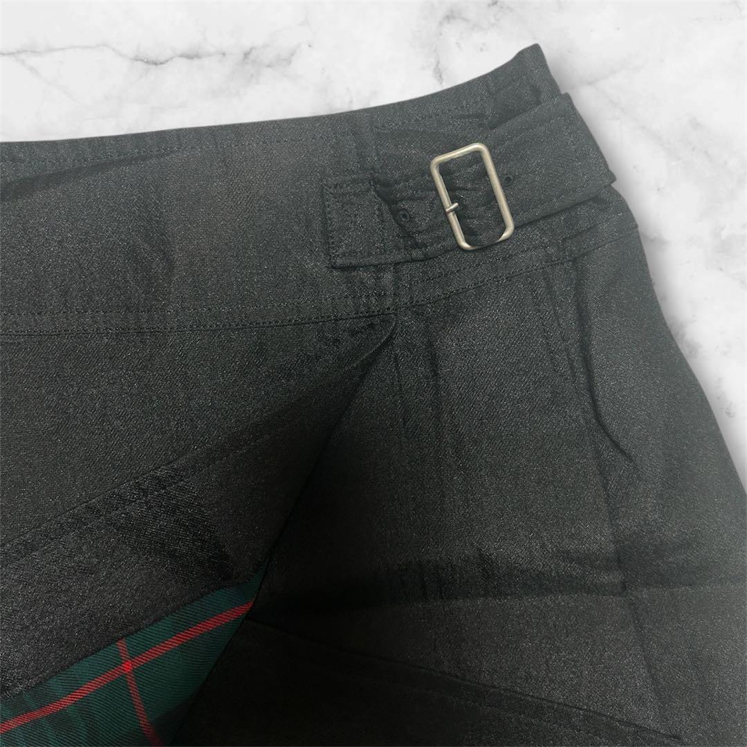 [o]オールシーズン膝丈　 チェック 変形プリーツスカート　S