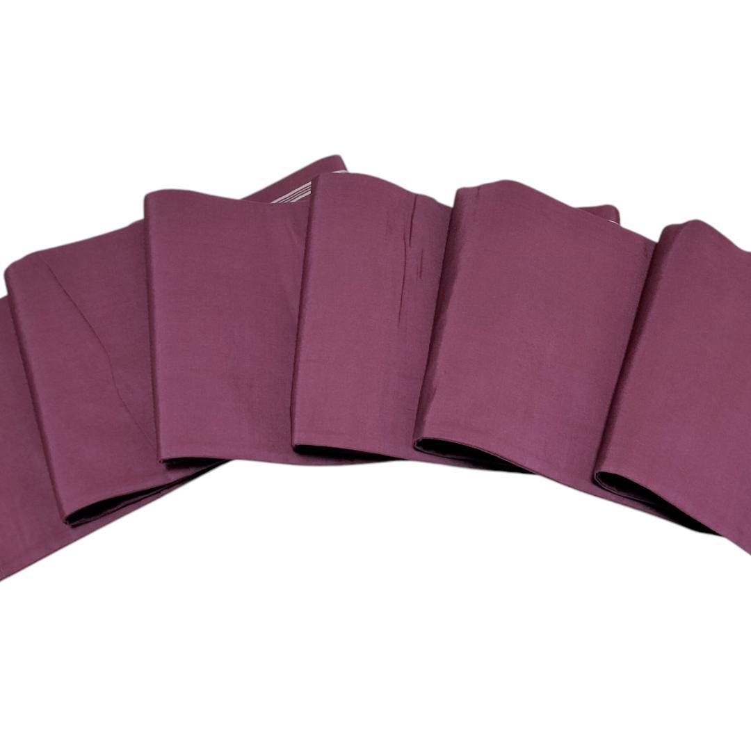 【本場筑前博多織】献上柄 半巾帯 紫　無地　リバーシブル アンティーク　半幅帯