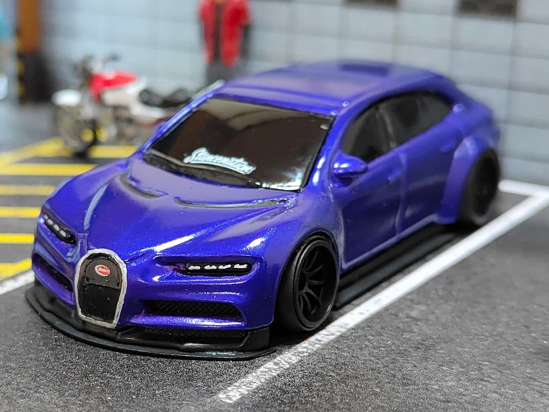 ホットウィールカスタム ポルシェ×シロン 顔面スワップ 深リム☆1トミカ改造