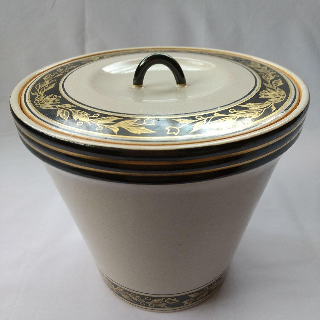 茶道具  水指  灰釉  末広  更紗紋  中村秋峰   共箱